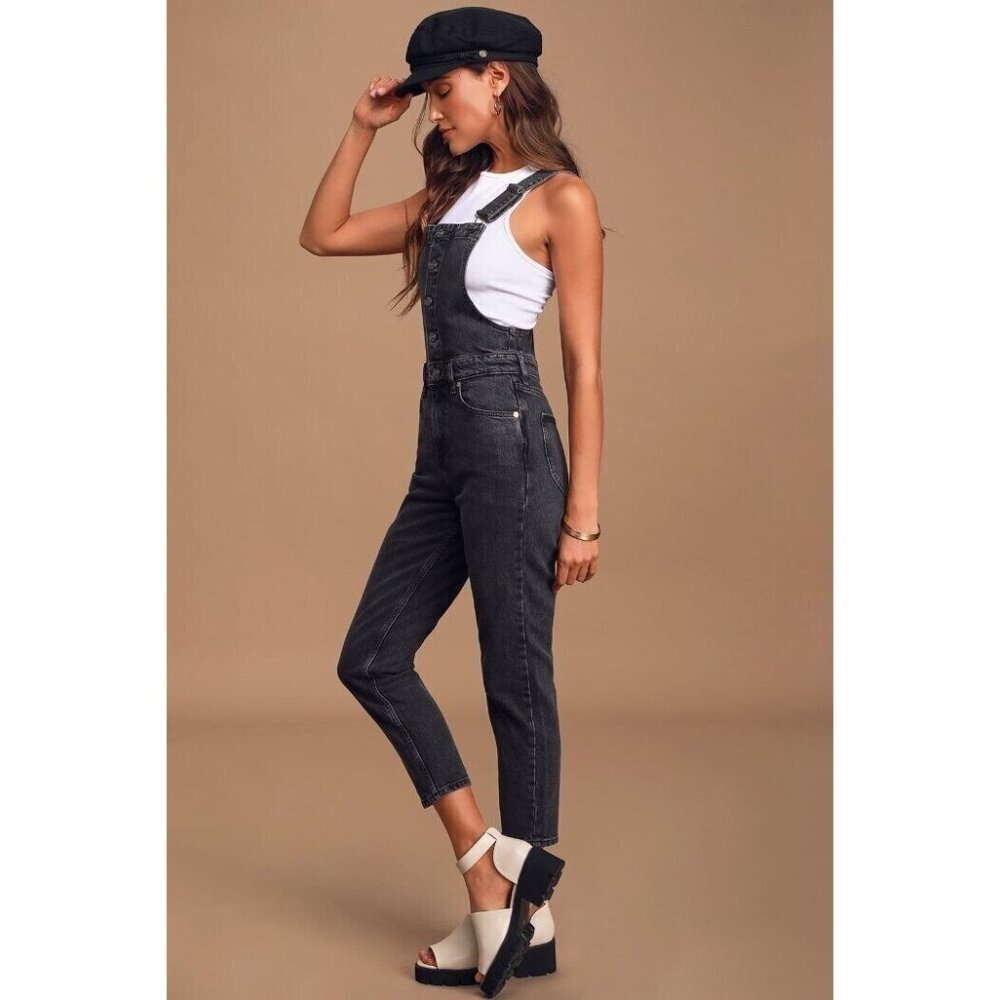 We the Free Black Washed Denim Overalls size 26